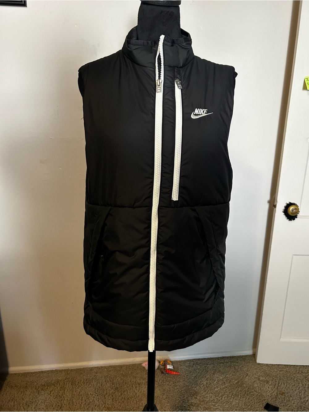 Nike Black Vest with White Zipper and Logo